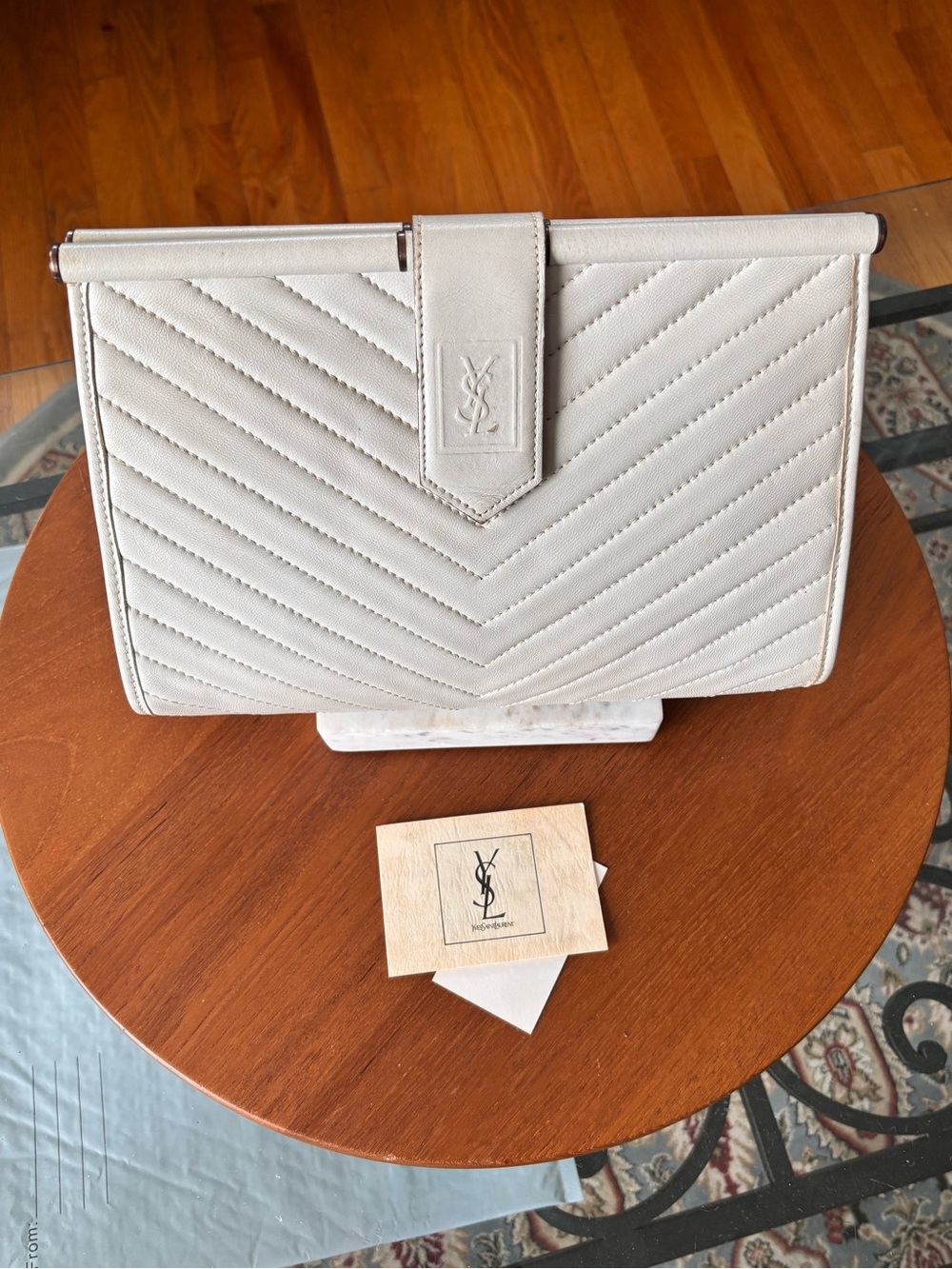 Yves Saint Laurent Chevron Clutch in Bone - Picture 9 of 9